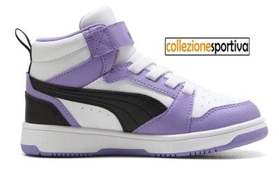 SCARPE BAMBINO/BAMBINA PUMA REBOUND V6 MID AC+ 393832-33 col. lilla/bianco/nero