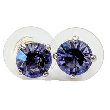 Sterling Silver Purple Amethyst Cubic Zirconia Earrings Stud Post 8mm