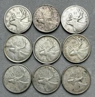 Lot Of 9 Canadian Quarters 80% Silver 1940-1965