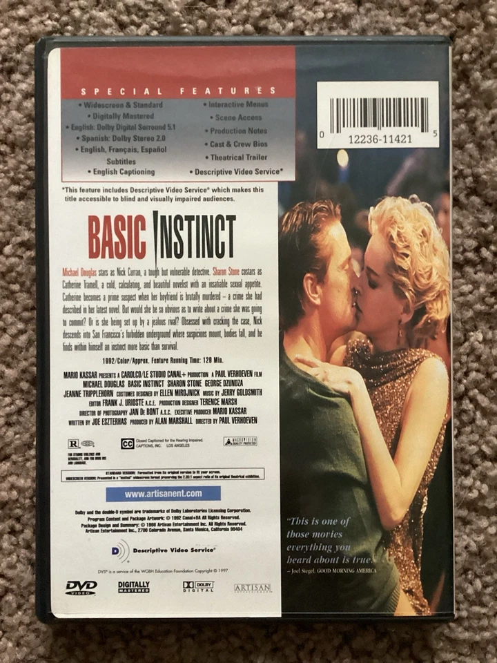 Basic Instinct (DVD, 1992, Widescreen)   Michael Douglas   Sharon Stone - Image 2 of 4