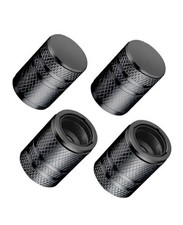 Tire Valve Stem Caps - 4 Pack Premium Metal Air Caps with Universal Black