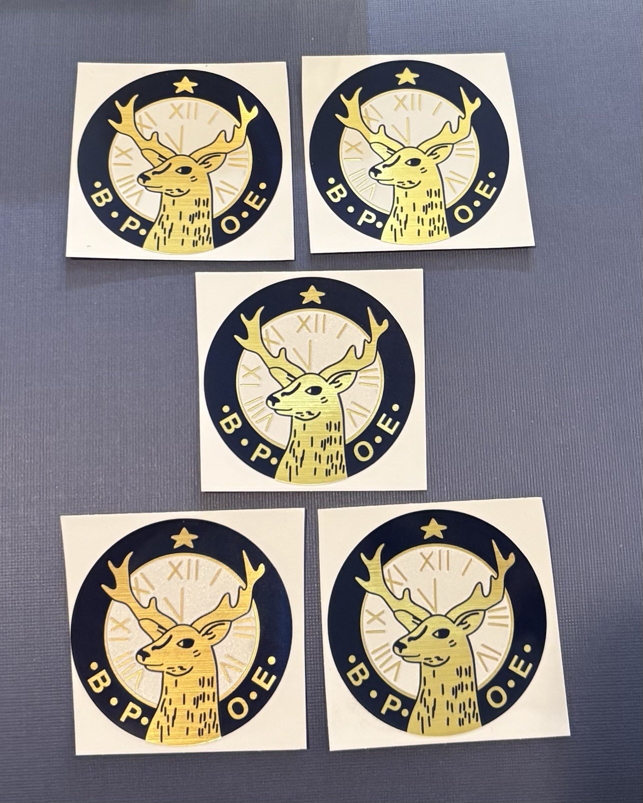 BPOE ELKS  B.P.O.E. 2 INCH ROUND STICKER DECAL SET OF 5