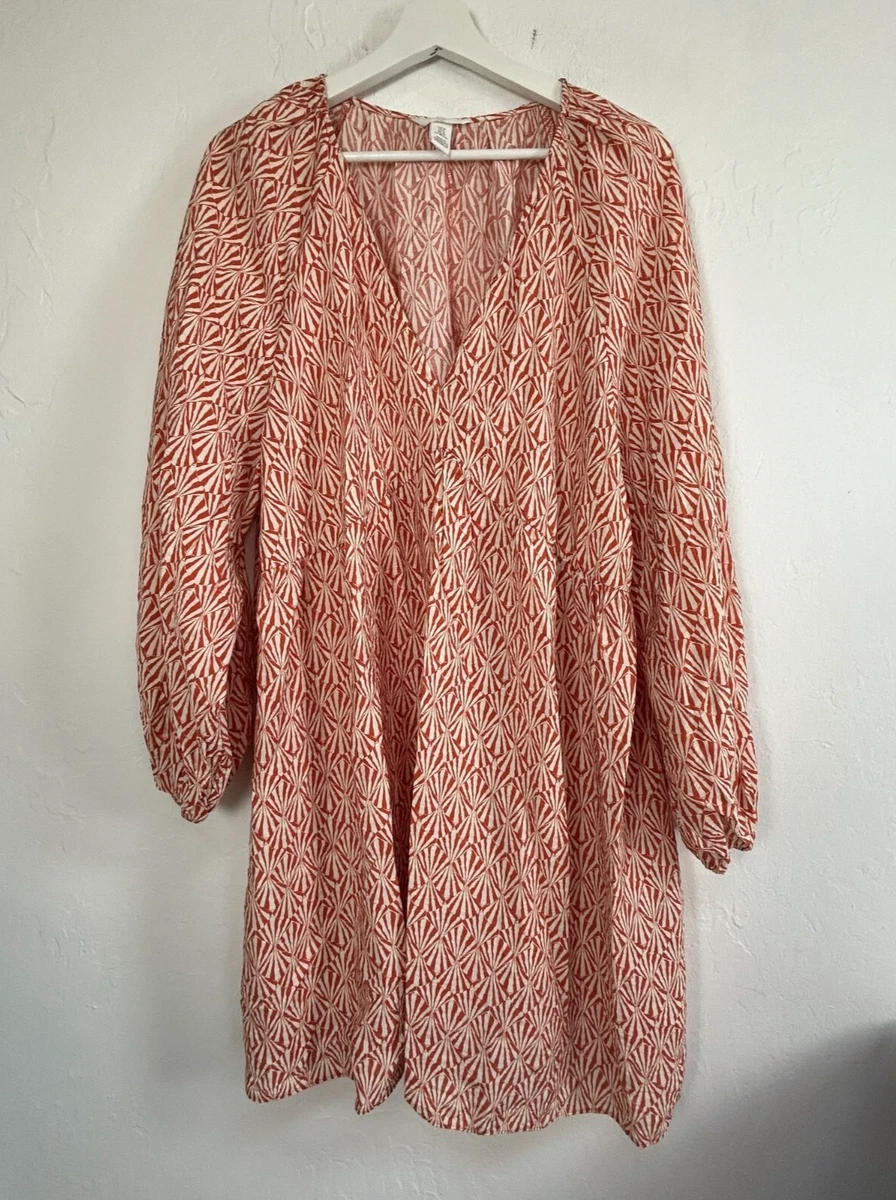 h&m orange dress long sleeve NWT H&M Studio S/S 2024 Gathered Bodycon Draped Slit Maxi Dress Burnt  Orange S