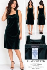 Y2K 2000s Rhapsody LTD Women's Velvet Shift Dress Size 6 Hunter Green Jewel Tone