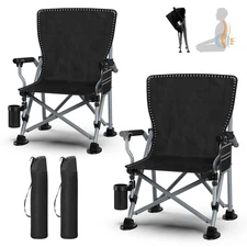 2 Pack Portable Camping Chair Heavy Duty Folding Chair w/ Cup Holder Oversized