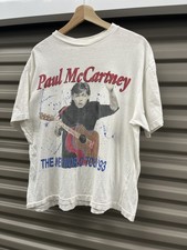 Vintage Paul McCartney T Shirt Mens XL White 1993 New World Tour Sold Out 90s
