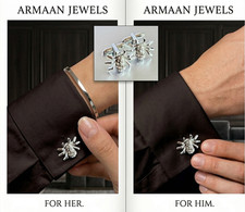 Cufflinks platinum filled lab-Grown Diamond cut Luxury SPIDER 1.0CM/MEN/WOMEN/UK