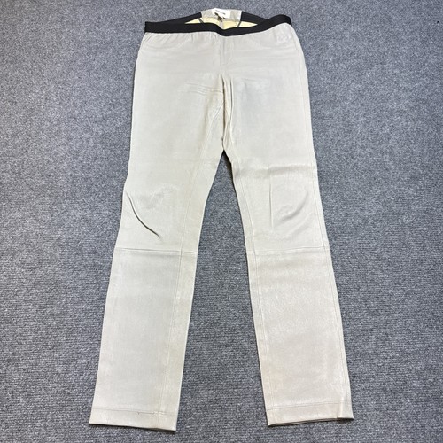 Helmut Lang Lamb Leather Pants Women Sz 6 Pull On Legging Grey Butter Soft - Picture 2 of 8