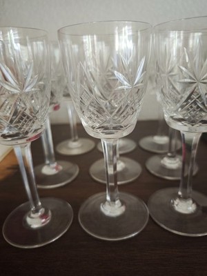 9er Set antike Kristallgläser / Römer   wohl Saint-Louis / Baccarat um 1900 