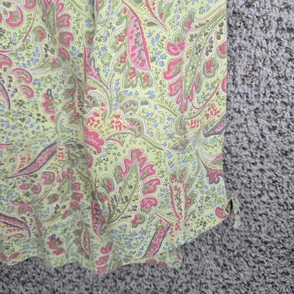 JM Collection Top Womens Plus 16 Green Paisley Print Button Up Cotton Blend - Image 2 of 4
