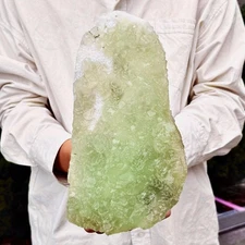 6.22LB Natural green cubic fluorite - quartz crystal mineral specimen