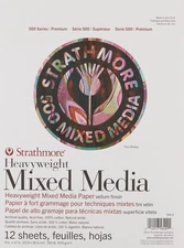 Heavyweight 9x12 White Cotton Art Paper Pad 12 Sheets for Mixed Media 350lb