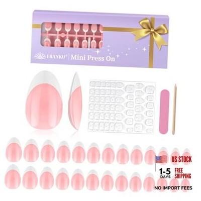 156 Pcs Kid False Nail Tips, Classic French Press on Nails Full Almond Pink