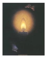 Ethereal Candlelight and Moth Poster Wall Art Print Premium Quality