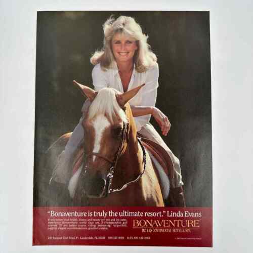 Anuncio impreso de revista vintage Linda Evans Bonaventure Hotel Florida 1983 - Imagen 1 de 1