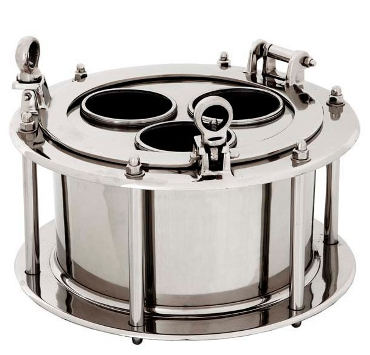 Massiver Luxus Tisch Wein Kühler Bullauge für 3 Flaschen