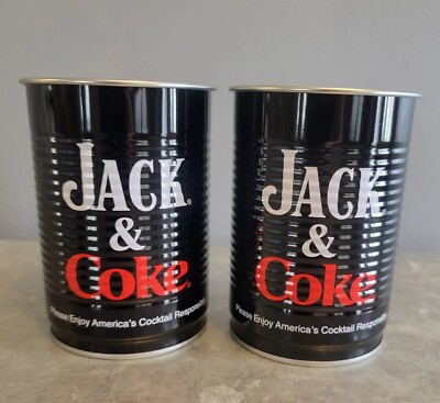 Jack Daniel's Whiskey Black Jack & Coke Collector Tin Can Cups Set of 2