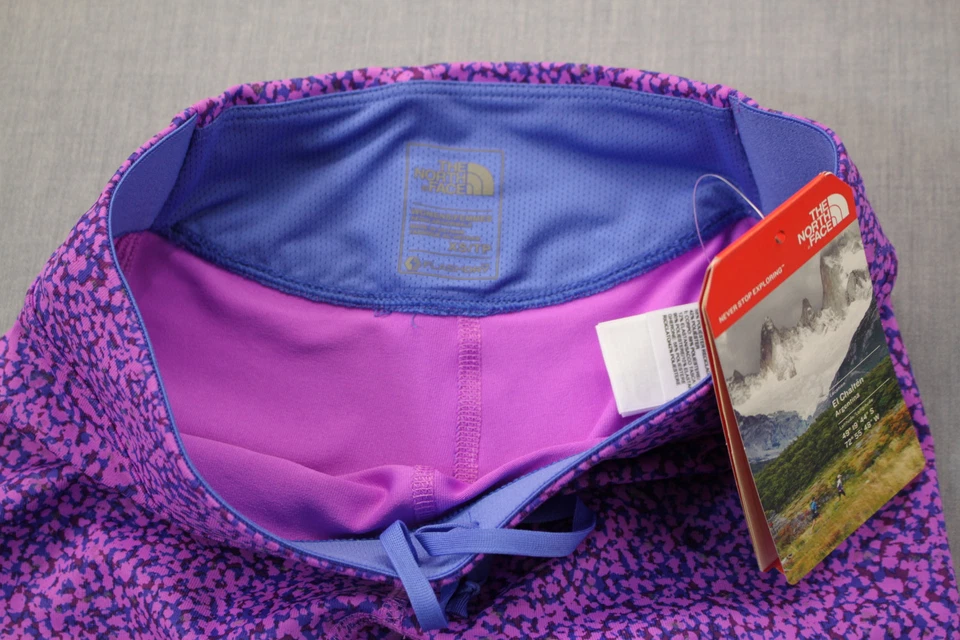 North Face Flashdry Women's Sweet Violet Splash Motus Capris Tights NWT XS $70 - Image 3 of 4