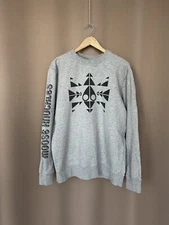 Moose Knuckles Trippy Logo Sweatshirt Mens Size L Gray Cotton Pullover