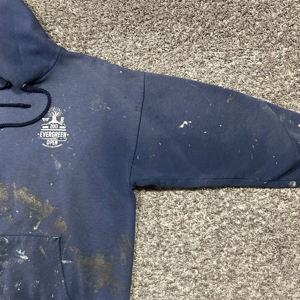 Измельченная толстовка с капюшоном краска брызги y2k пуловер с капюшоном толстовка размер большой синий - Изображение 4 из 4