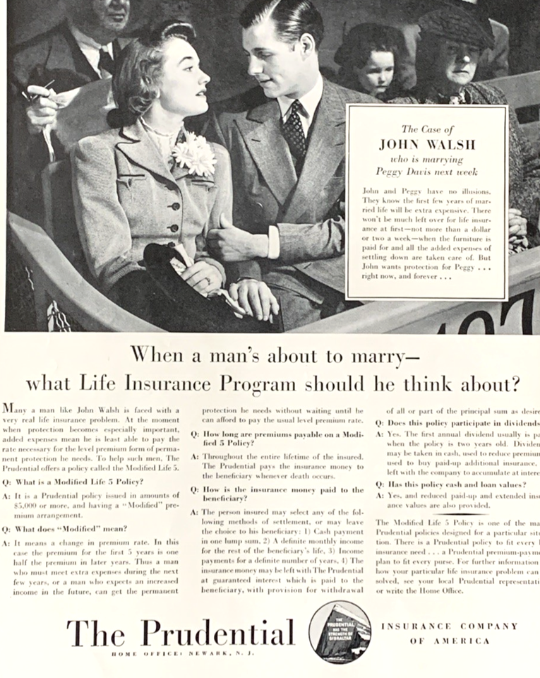 The Prudential Insurance Company of America WWII Vintage Print Ad 1940 ...