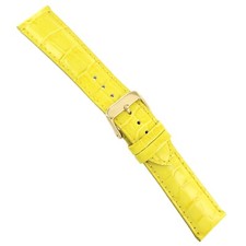22mm deBeer Baby Crocodile Grain Yellow Padded Stitched Watch Band Strap