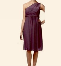 Davids bridal One Shoulder Tulle bridesmaid dress Plum Size 2 “no Alterations”