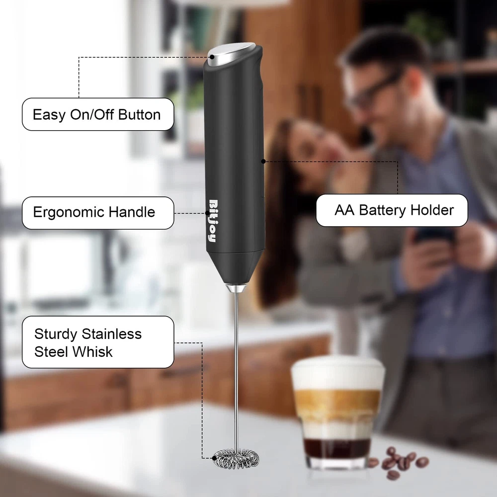 Milk Frother Electric Mixer Coffee - Battery Operated Whisk Handheld Drink St...
