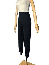 Vintage 40s Black Ski Pants High Waisted Stirrups Zippered Pockets Synthetic