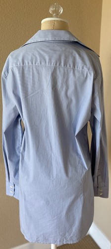 WALTER VOULAZ MUJER Lujo Italiano Elastizado Popelina Abotonada Túnica Camisa 46 10 Azul - Imagen 6 de 8