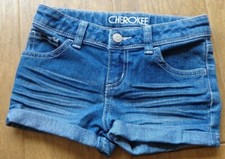 CHEROKEE girl's EUC sz XS 4-5 denim blue jean shorts w/adjustable waist