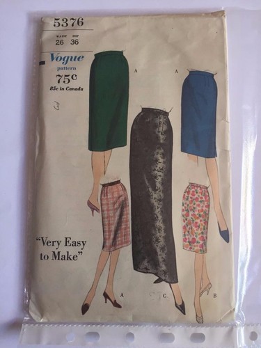 Vogue Sewing Pattern 5376 Misses Skirt Vintage Cut Waist 26 Hip 36 - Picture 2 of 3