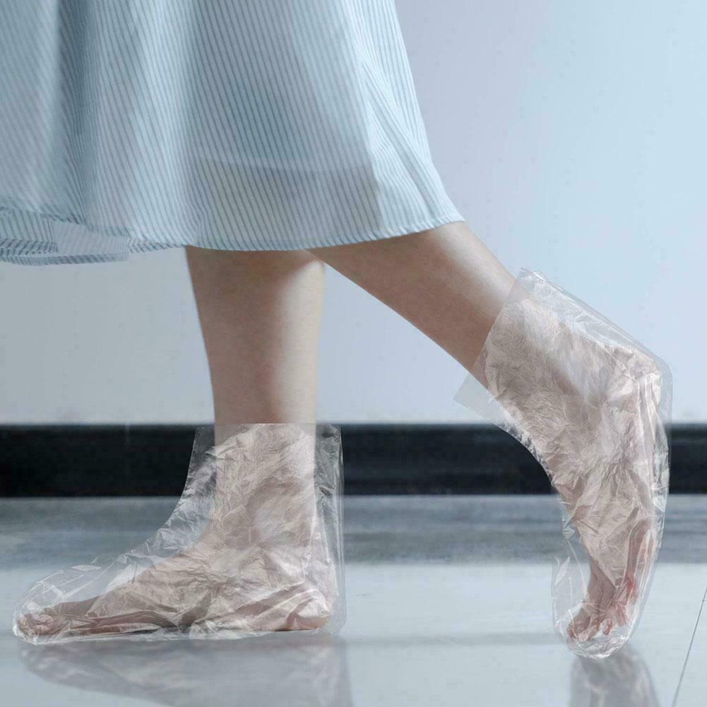 100pcs Disposable Plastic Foot Covers Bags Clear Booties Bath Paraffin Z3C2|U.S