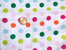 Vintage Flannel Fabric Multi color Dot DOTS Circles 44 x 66" or 1 1/2 yds