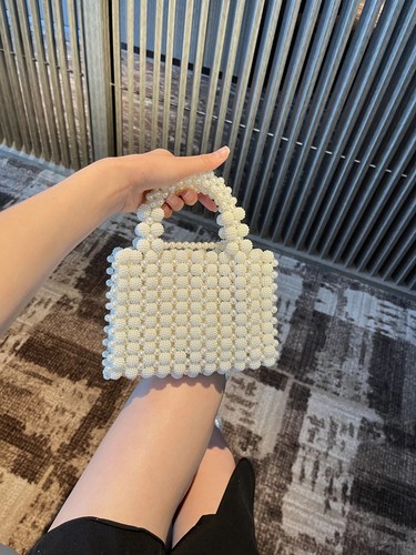Crystal Bead Evening Bag Pearl Chain New Handmade Bag - Picture 18 of 26