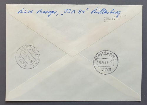 Brief BRD Mi. Nr. 923 Jugendstil + ATM - Stuttgart ISA nach Herrenberg 1981 - Picture 2 of 2