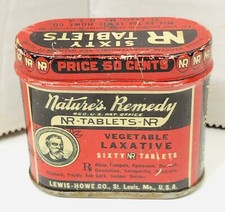 Vintage Medicine Tin Nature's Remedy Vegetable Laxative 60 tablets Made in USA