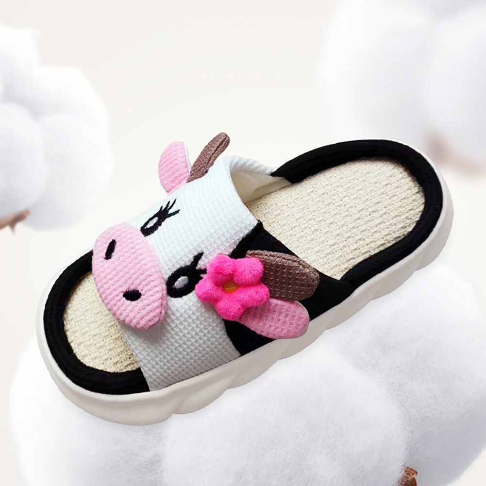 APL Pantofole Unisex Cartoni Animati Animali Traspiranti Lino Mucca Casa Pantofole per Donna Uomo