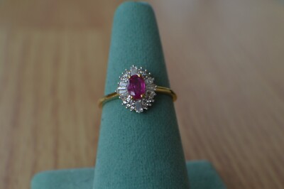 1.00ct Premium Montepuez Ruby / Zircon Ring Platinum over Fine Silver Size  8