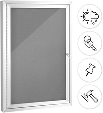 Swansea Outdoor Lockable Gray Fabric Bulletin Board Shatter Resistant Display Ca
