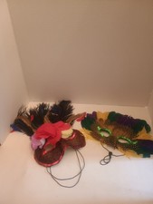 Lot of 2 Vintage Fathered Mardi Gras Carnival Masks New Orleans