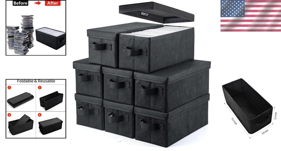 Solución portátil de almacenamiento de CD negro - Paquete de 8, no necesita montaje, se apila de forma segura Foto 2 de 4