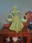Vintage Royal Haeger Gypsy Woman  Maiden With Baskets Chartruse