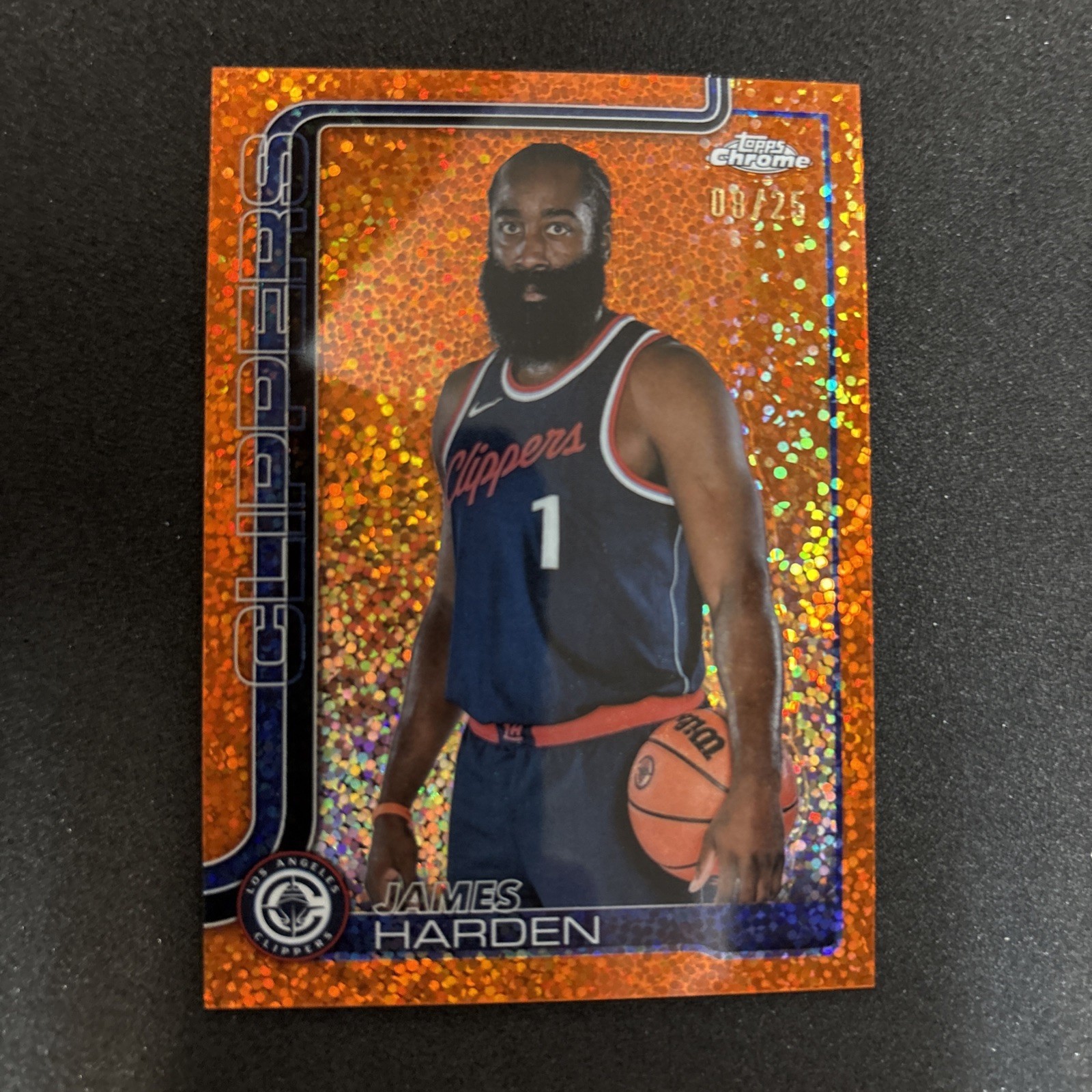 2025 Topps Chrome Image Variation Orange Speckle Refractor James Harden 08/25