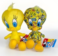 Lot Of 2 Looney Tunes Tweety Bird Yellow Graphic Plush Stuffed Animal Toy NEW