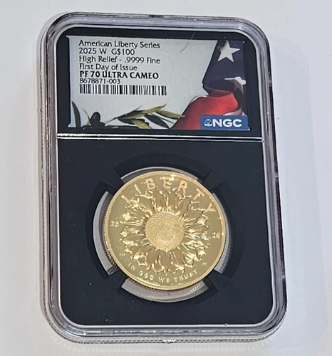 2025 W American Liberty High Relief Gold Coin NGC PF 70 UCAM 1st Day, Box & COA