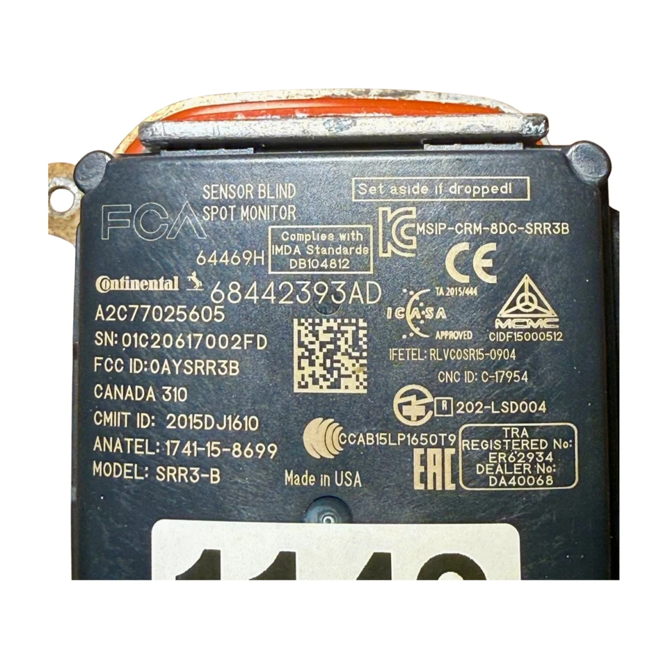 2020 - 2024 Dodge Ram 2500 3500 Rear Right Pass Blind Spot Sensor 68442393AD Foto 3 de 4