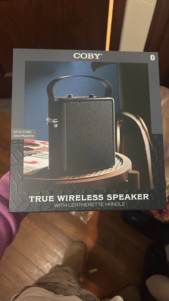 LIMITED EDITION COBY TRUE WIRELESS SPEAKER WITH LEATHERETTE HANDLE BLACK NEW - Image 4 of 4