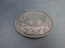 Jack Daniels Old No 7 Brand Silver Engraved Rope Edge Oval Belt Buckle 2005 VTG