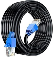 CAT6 OUTDOOR NETWORK CABLE WATERPROOF DIRECT BURIAL ETHERNET 100M METER BLACK